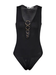 Lace Up Bodysuit Summer V Neck