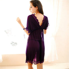 Nightgowns Batwing Sleeve V-Neck