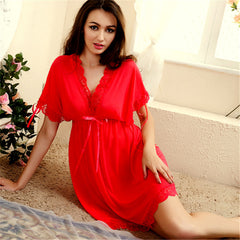 Nightgowns Batwing Sleeve V-Neck