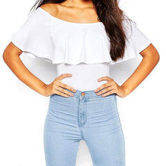 Sexy Ruffles Women Bodysuit Crop