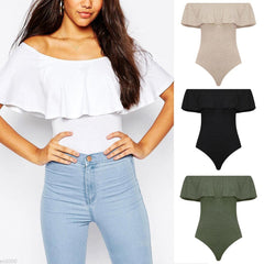 Sexy Ruffles Women Bodysuit Crop